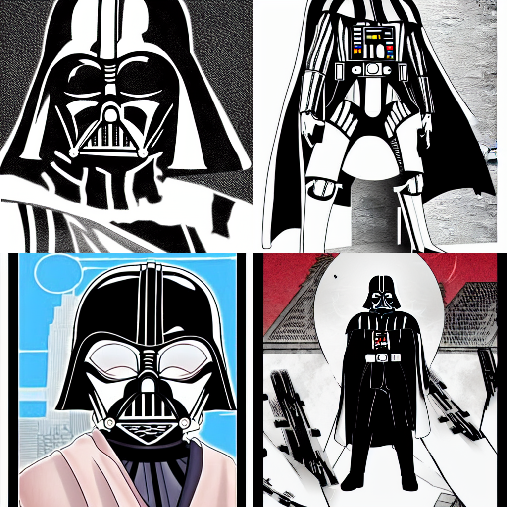 KREA AI - Darth Vader manga book anime style