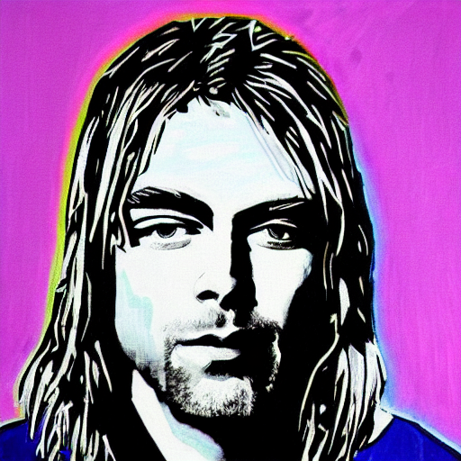 KREA AI kurt cobain op art,