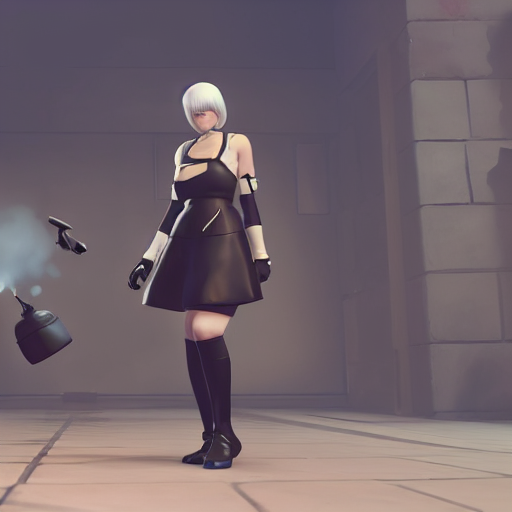 KREA AI 2B nier automata in team fortress 2, detailed, art...