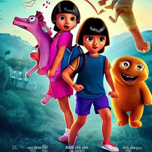 KREA AI dora the explorer in a horror movie, movie poster