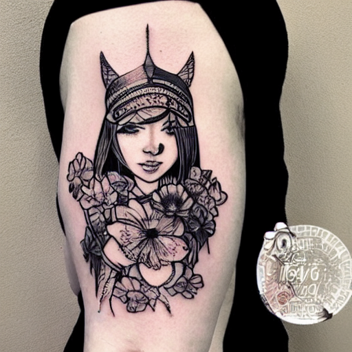 KREA AI tattoo design, stencil, tattoo stencil, traditiona...
