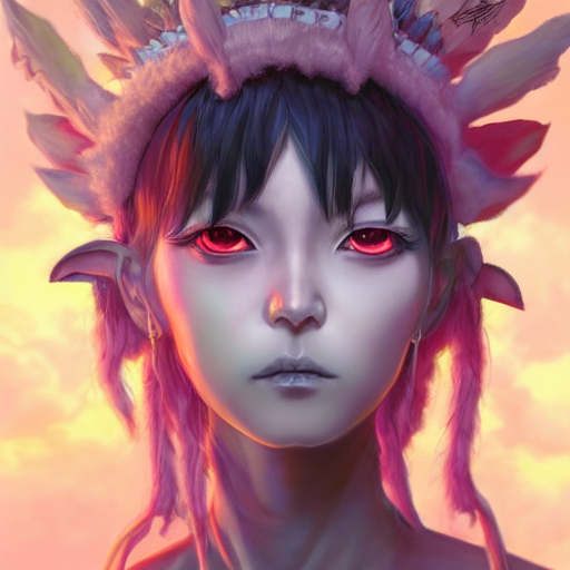 KREA AI pastel anime portrait of dark fantasy as a shaman