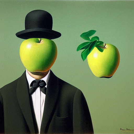 KREA AI A Painting Of A Man With A Green Apple On His Face 1c32bfbb 7239 400d A4c4 5f63bf0b67a8