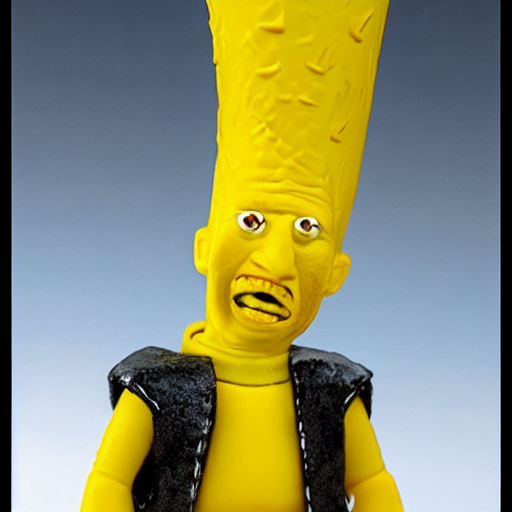 KREA AI conehead bart simpson, melting action figure