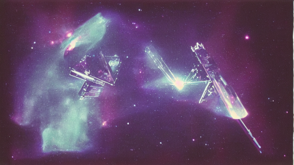 KREA AI prototype space telescope + analog tv vhs glitch