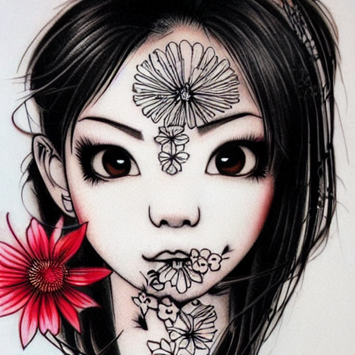 KREA AI tattoo design, stencil, tattoo stencil, traditiona...