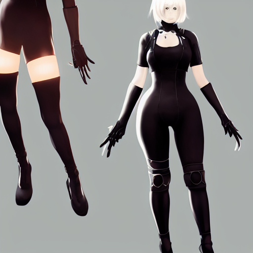 KREA AI portrait of 2B nier automata wearing skin tight cl...