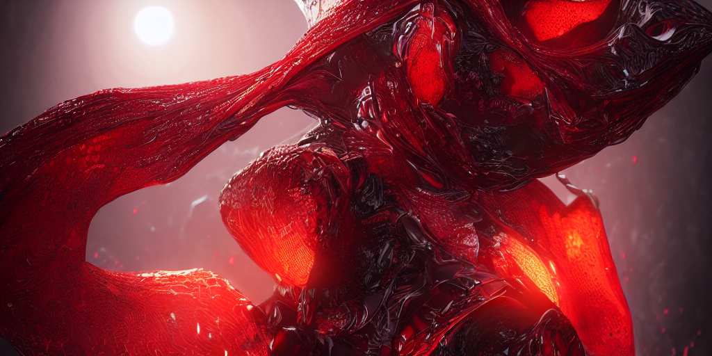 KREA AI crimson black dripping honey, concept