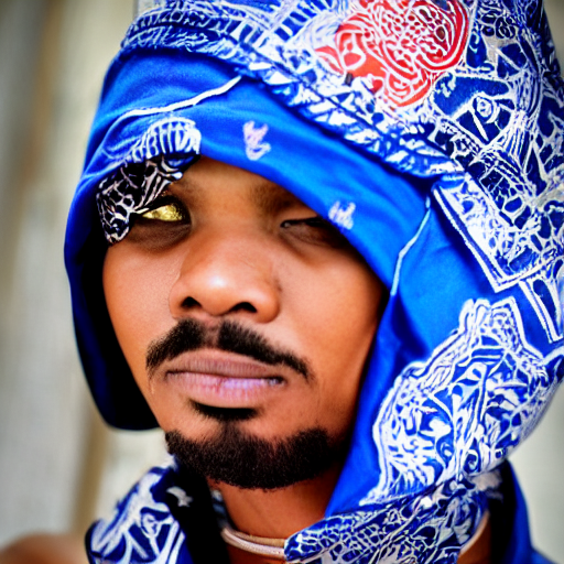 KREA AI crips gang member with batik bandana and parang ru...