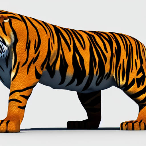 KREA AI poly sabertooth tiger, 3D model, blender