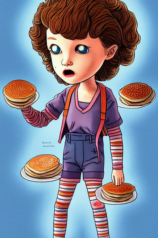 KREA AI eleven from stranger things making pancakes, anima...