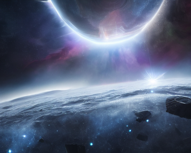 KREA AI interstellar starship, background nebula made of c...