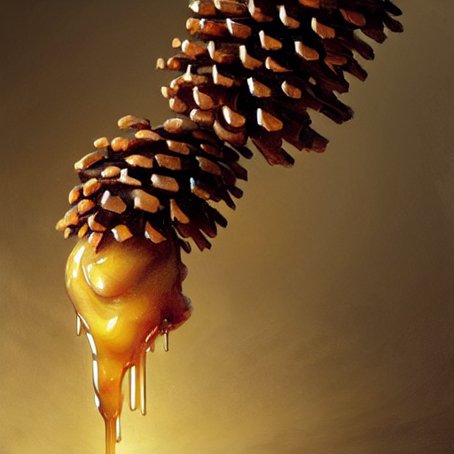 KREA AI honey dripping from a pinecone, hyper detailed, di...