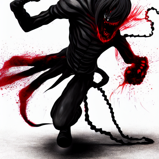 KREA AI - anime character of black demon, living in a shadow...