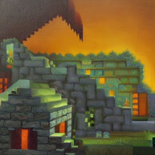 KREA AI minecraft, oil painting