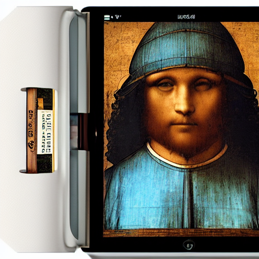 KREA AI ebook reader designed by Leonardo da Vinci