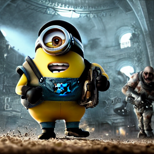 KREA AI Minions from ((Despicable Me)) in 'Gears of War',