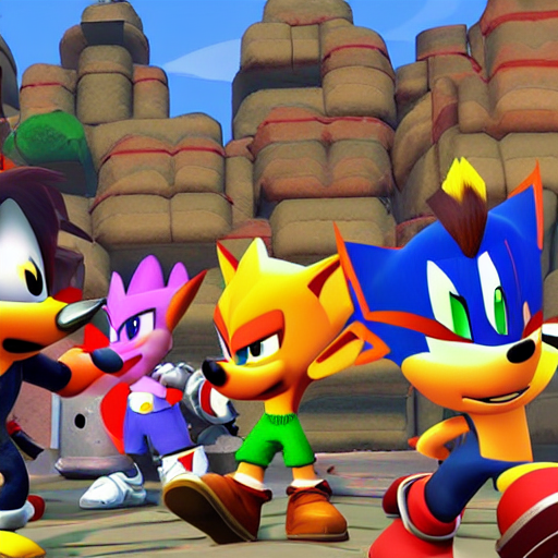 KREA AI crash bandicoot bros kirby super star ultra sonic