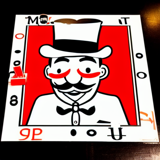 KREA AI the pringle's logo as the monopoly man, caricature...