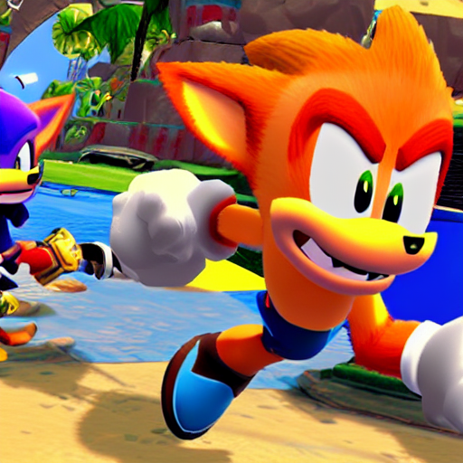 KREA AI crash bandicoot bros kirby super star ultra sonic