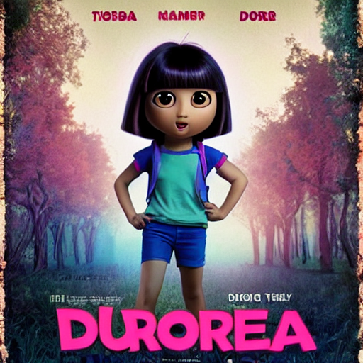 KREA AI dora the explorer in a horror movie, movie poster