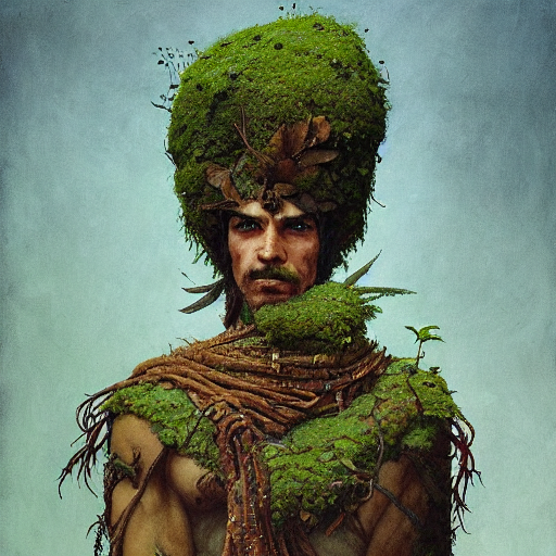 KREA AI Rootpunk Physique Portrait of a Shaman Guy wearing...
