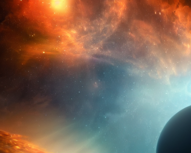 KREA AI interstellar starship, background nebula made of c...