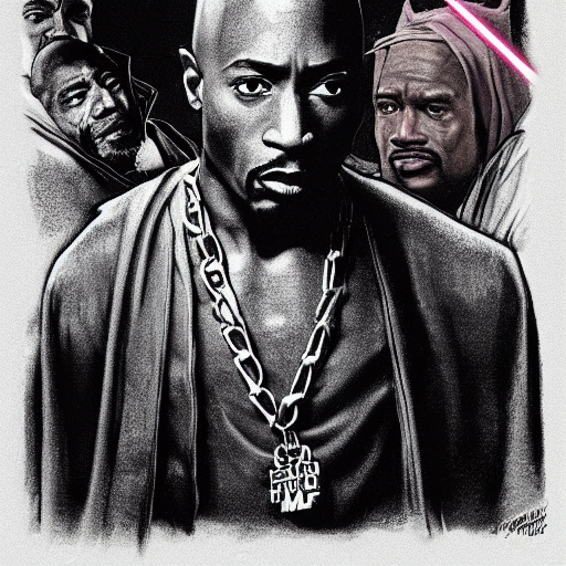 KREA AI Tupac Shakur as Mace Windu, highly detailed lucasf...