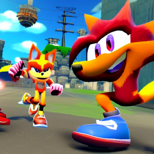 KREA AI crash bandicoot bros kirby super star ultra sonic