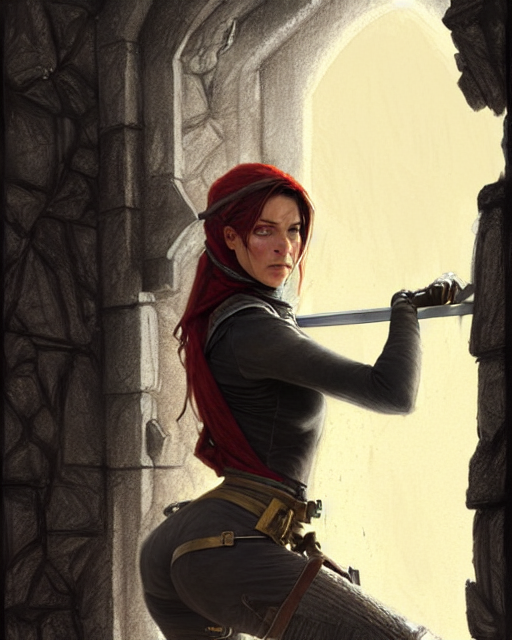 KREA AI a female rogue trying to break into a castle p...