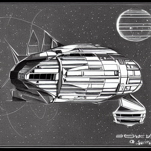 KREA AI sectional isometric space ship drawing by atelier