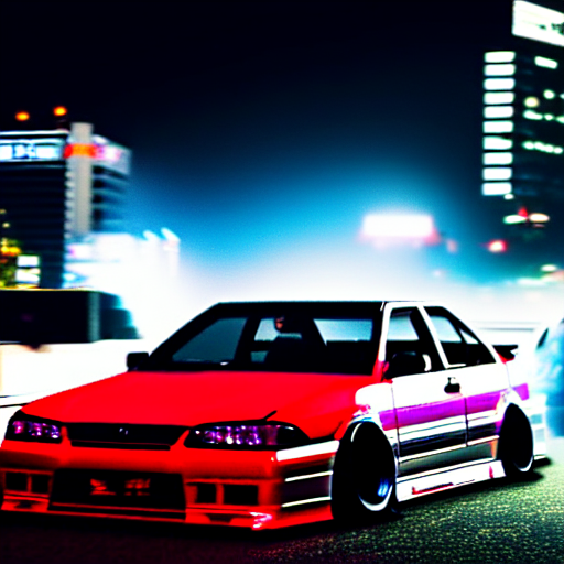 KREA AI a car JZX100 twin turbo drift at illegal car meet,...