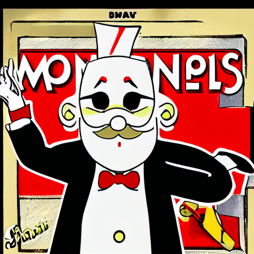 KREA AI the pringle's logo as the monopoly man, caricature...