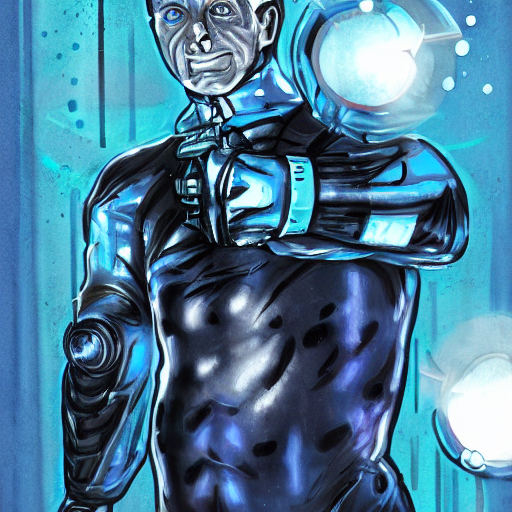 KREA AI mr freeze holding a compressed air can upside down...