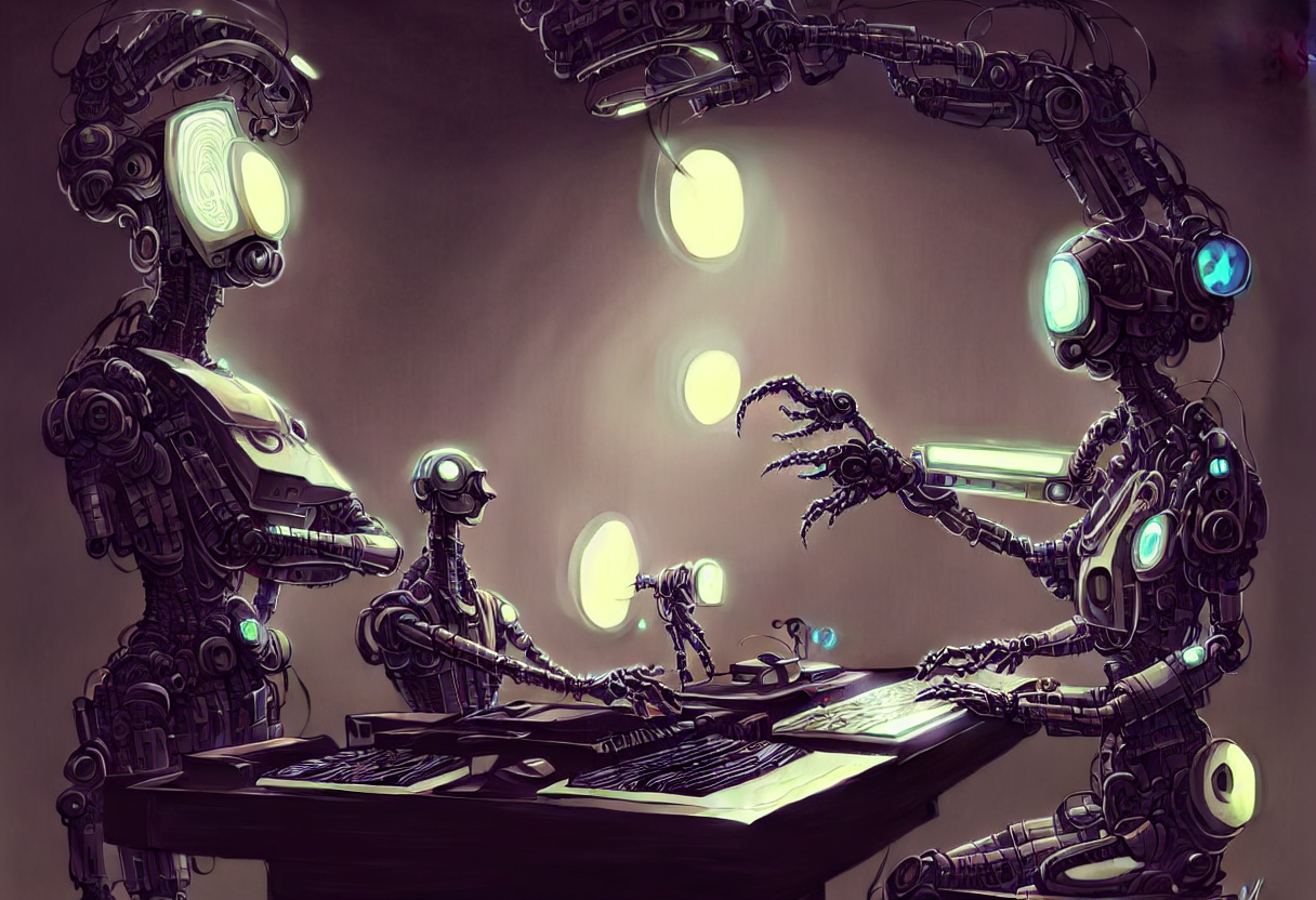 KREA AI beautiful render, funny synthesizer robot playing