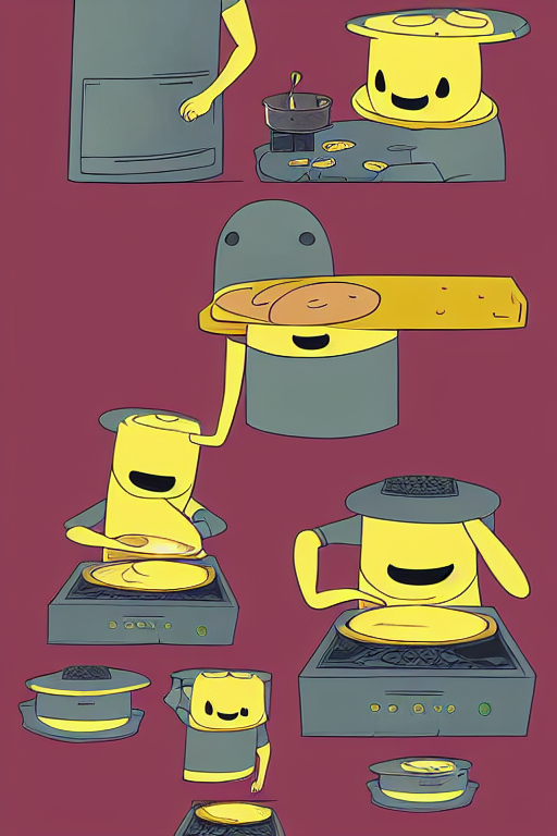 KREA AI mf doom making pancakes in style of adventure time...