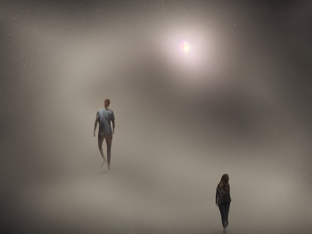 KREA AI a human emitting an aura walking through a dust st...