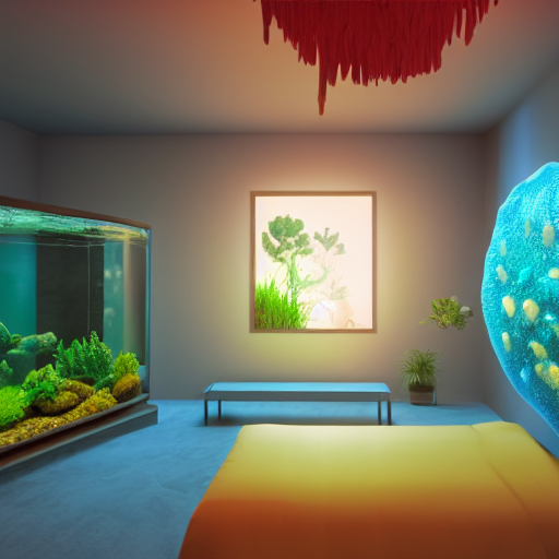 KREA AI photo of the modern room as aquarium with a big je...