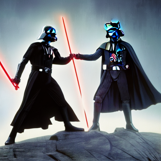 KREA AI Darth Vader duels Mace Windu Lucasfilm concept art...