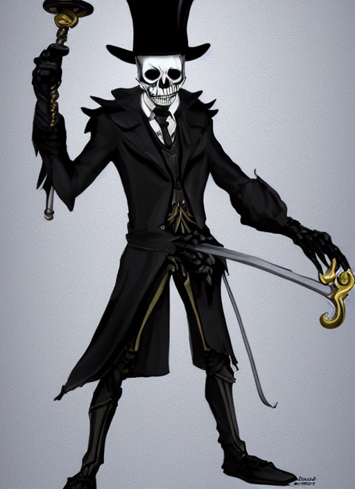 KREA AI - DND character art, skeletal male figure, wearing a...