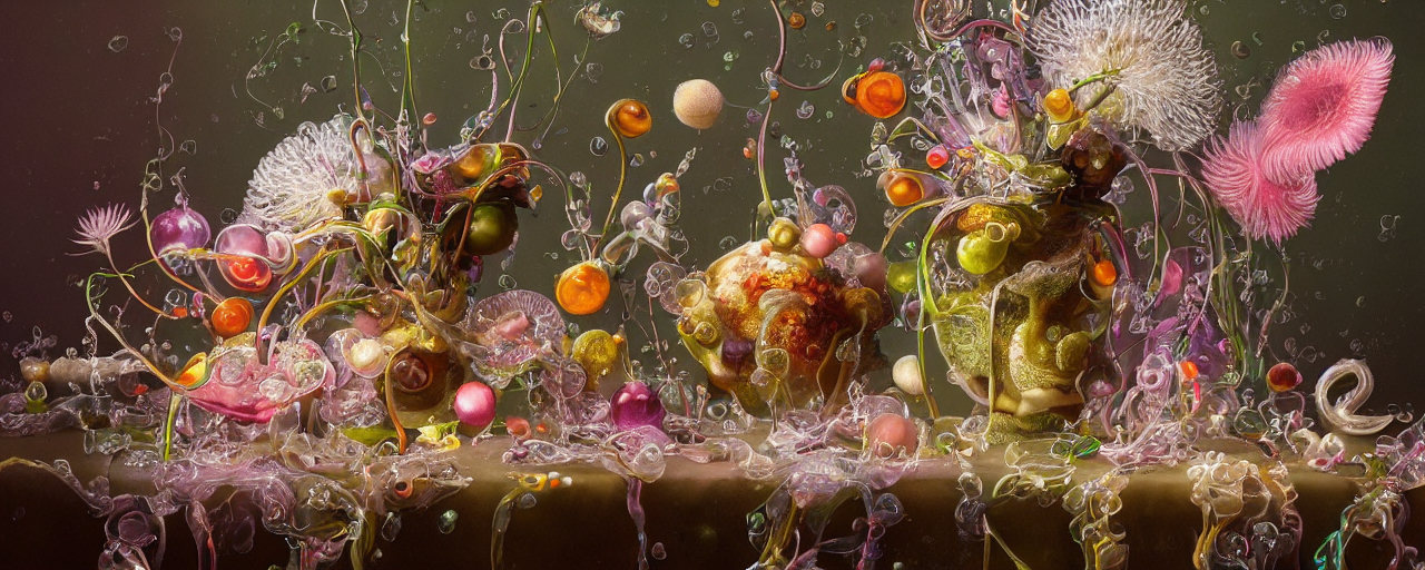 KREA AI ultradetailed photorealistic still life with jelly...