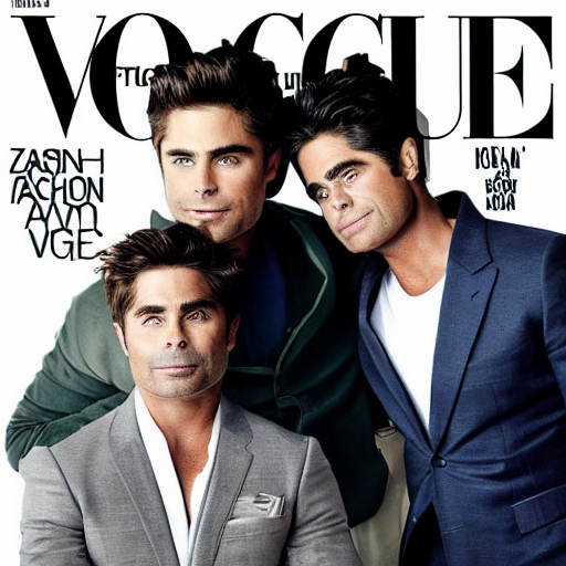 KREA AI portrait of zac efron and john stamos and rob lowe...