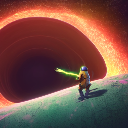 KREA AI falling into a black hole in outer wilds, octane r...