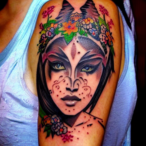 KREA AI tattoo design, stencil, tattoo stencil, traditiona...