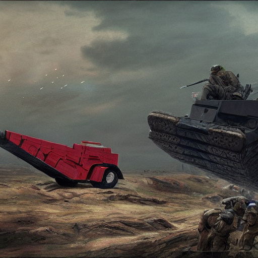 KREA AI Watermelon as military vehicle with epic weapons,