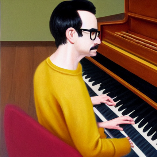 KREA AI An Oil Painting of the back view of Rivers Cuomo i...