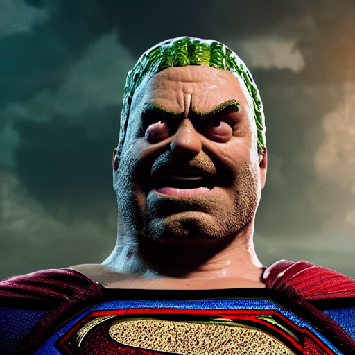 KREA AI pickle rick as superman! flying in ( gears of war