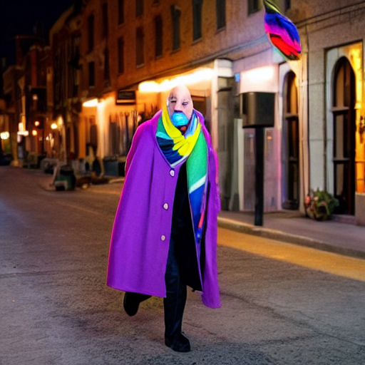 KREA AI Gru from Despicable Me, wearing an LGBTQ+ scarf, w...