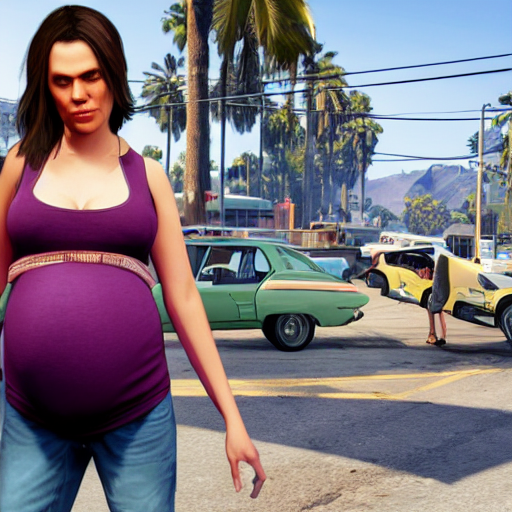 KREA AI a pregnant woman on the cover photo of the gta 5 g...