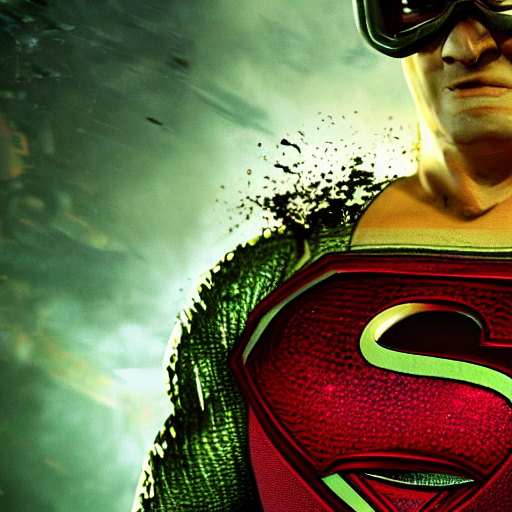 KREA AI pickle rick as superman! flying in ( gears of war